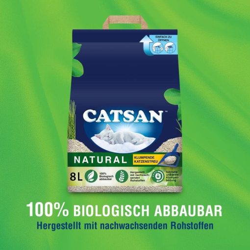 Catsan Klumpstreu Natur – Nachhaltige Sauberkeit für Ihre Katze, 1 x 8 L
