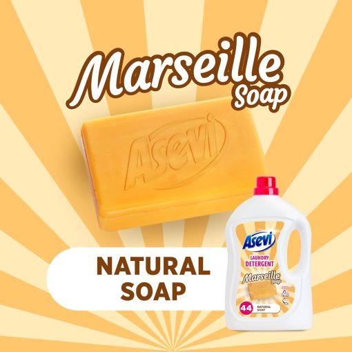 Asevi Laundry Detergent – Marseille Soap Scent, 2376ml for 44 Washes" - Image 2