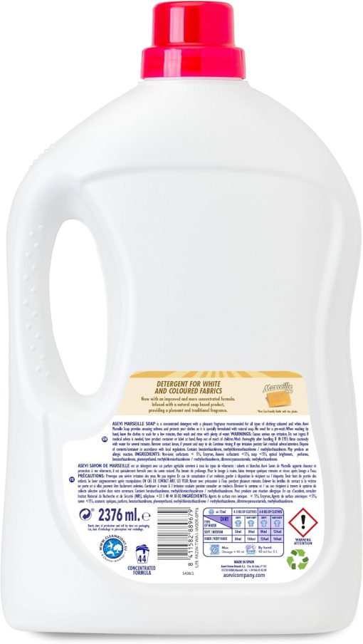 Asevi Laundry Detergent – Marseille Soap Scent, 2376ml for 44 Washes" - Image 4