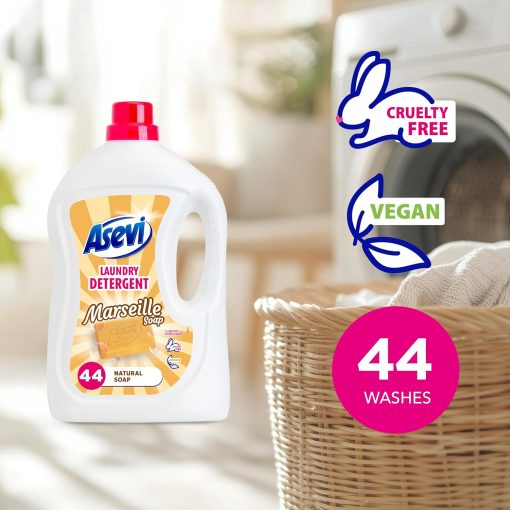 Asevi Laundry Detergent – Marseille Soap Scent, 2376ml for 44 Washes"